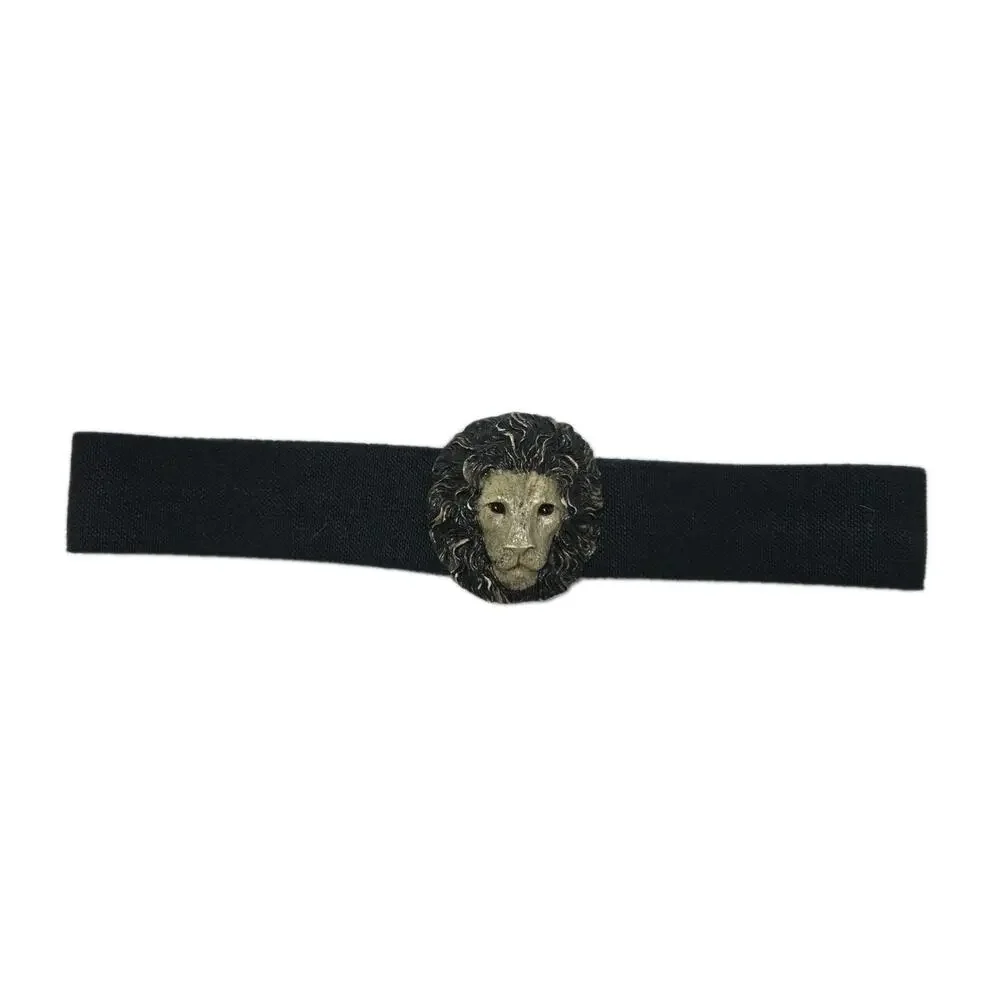 Charmant Belts Lion Head Buckle Women Large Black Elastic Stretch Statement Belt